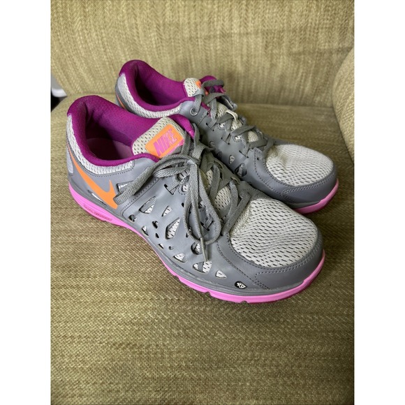 Nike Dual Fusion Run 2 Grey Pink Orange‎ 599564-011 2014 Women's Size 9 - Picture 1 of 6